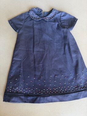 Lyle & Scott Navy Girls' Dress with Multicolor Dot Trim